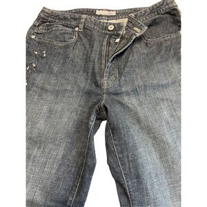 Chicos Women's Platinum Jeans, Boot Cut, Size 2 (m/L) embroidered embellishments